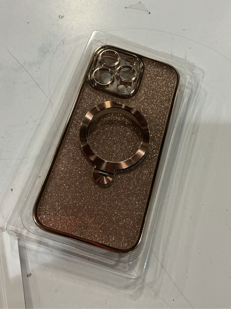 Condition photo showing New/Like New for offical desert titanium for iphone 16 pro max case with 360 spin stand [diy glitter cardstock] [fit for magsafe] 16ft mil-protection polished for iphone 16 pro max case with stand, desert titanium for iphone 16 pro max 6.9" desert titanium