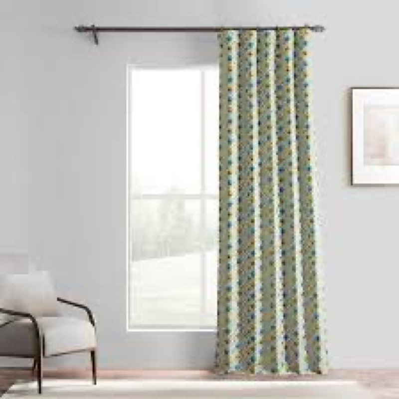 HPD Half Price Drapes Zanni Multi Faux Silk Jacquard Room Darkening Curtains - 84 Inches Long Curtai