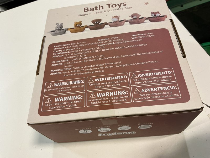 Condition photo showing New/Like New for Nueplay Bathtub Toys for Toddlers 18M+?Baby Bath Toys with Animal Finger Puppets? Stackable Boat Train ?Gift for Baby & Toddlers Set of 12 6animals