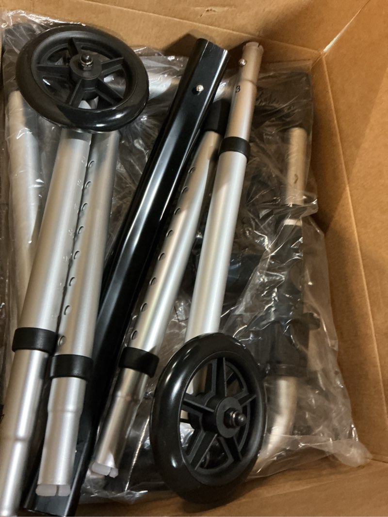 Condition photo showing New/Like New for Folding Walker with 2 Skis and 5" Wheels, Lightweight Walkers for Seniors and Adults, Supports Up to 350 Pounds, Adjustable Height, Compact Standard Walker, Black Black Walker With Skis