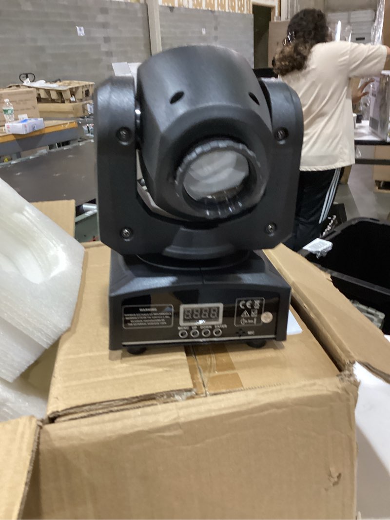 Condition photo showing As Is for u`king stage lights moving head lights 8 gobos 8 colors 11 channels 25w spotlights dmx 512 with sound activated for wedding dj party stage lighting 2pcs brown