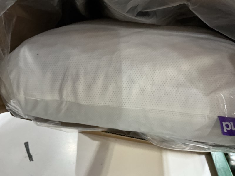Condition photo showing As Is for purple harmony pillow – talalay latex foam cooling pillow for combo or side sleepers, 360º hex gelflex grid for no-pressure support and luxurious weightless feel - standard, medium feel, med height