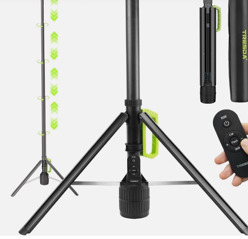 tresda rechargeable telescopic camping light, 3000lm led work lights on stand, 8.4 ft hight light ra