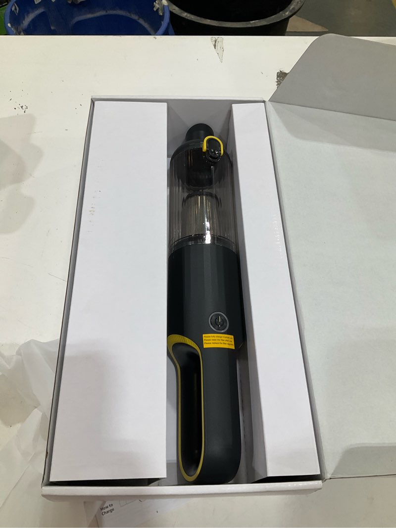Condition photo showing Good Condition for handheld car vacuum cleaner cordless with 23000pa high power suction, 1.5h type-c fast charge & 2 suction modes, portable mini hand vac rechargeable with multi-nozzles for car home office (black) yellow black