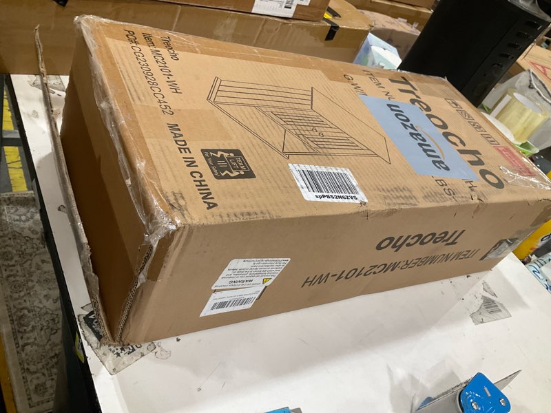 Condition photo showing As Is for Treocho Wood Wall Cabinet, Bathroom Medicine Cabinet Storage with Doors and Adjustable Shelf, Rustic Cabinet Wall Mounted for Bathroom, Livingroom, Kitchen, Cupboard, White