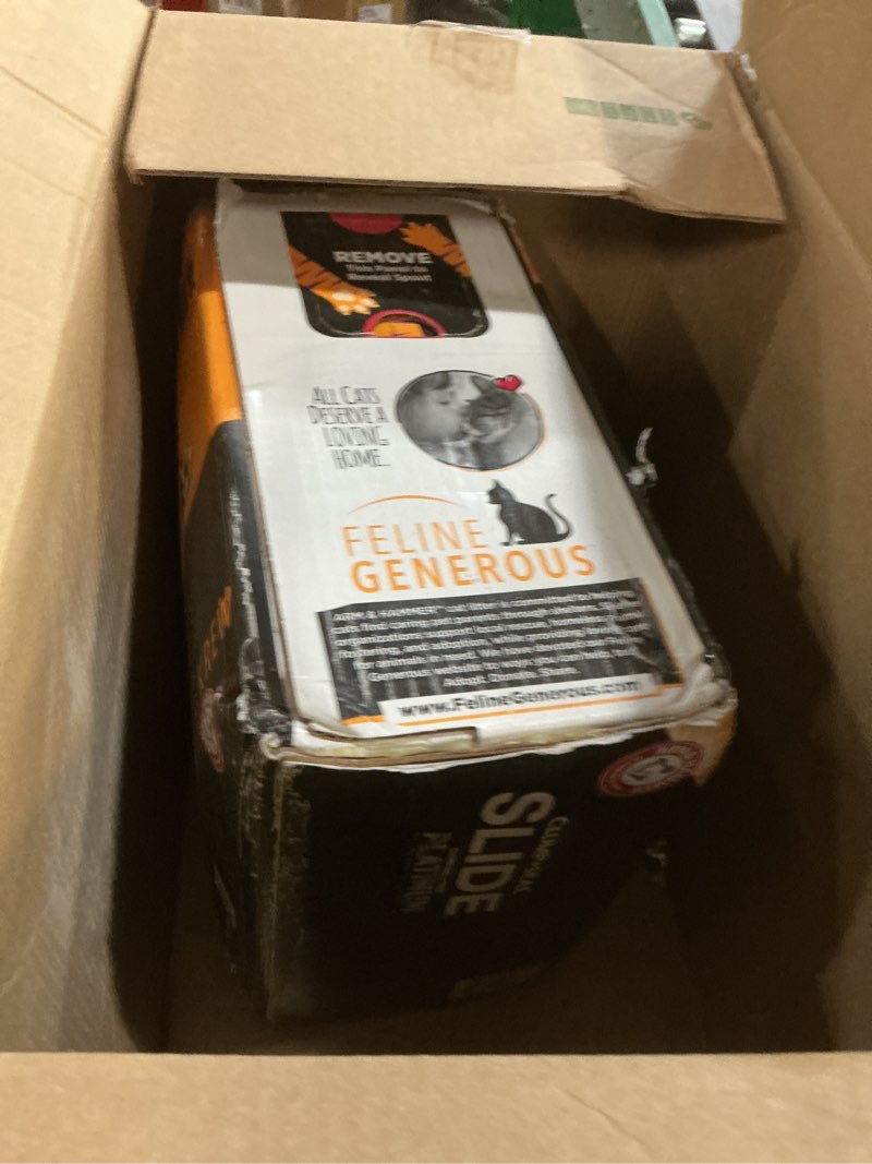 Condition photo showing New/Like New for ARM & HAMMER Clump & Seal SLIDE Platinum Multi-Cat Clumping Cat Litter, 14-Day Odor Control, EZ Clean Technology, 37 lbs – No Scrubbing, Powerful Odor Eliminator 37lb – Frustration Free Pack SLIDE Platinum Clumping Litter