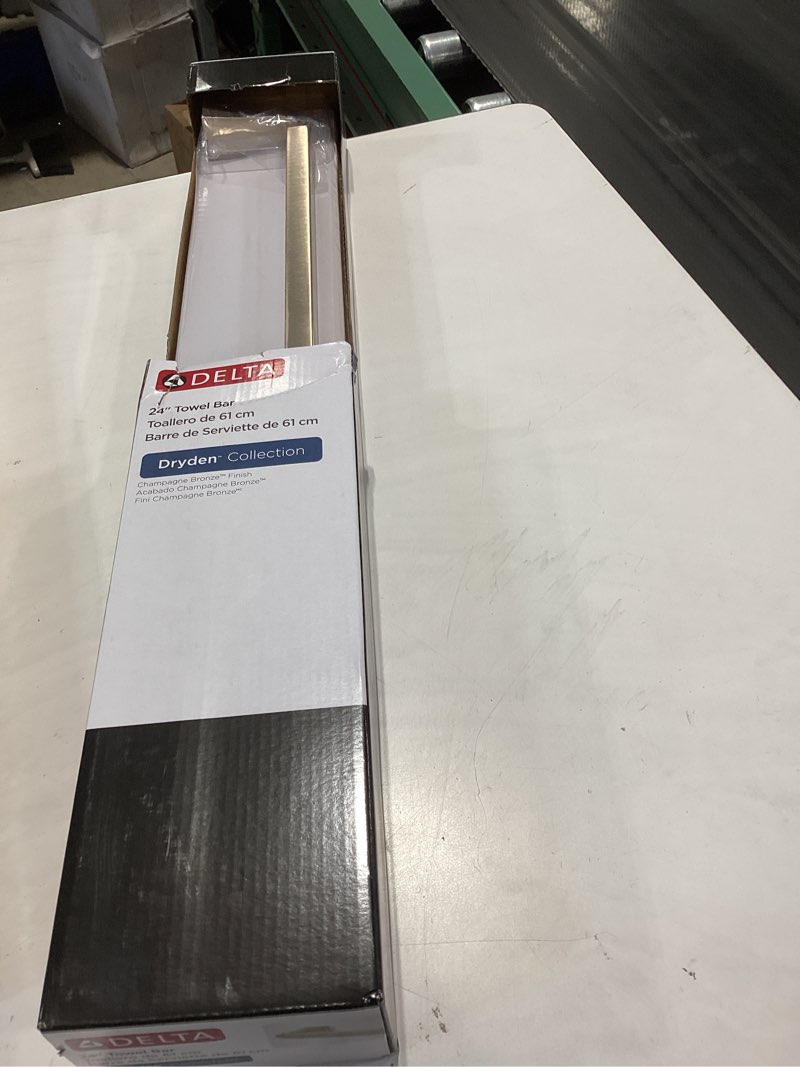 Condition photo showing As Is for delta dryden 24 inch towel bar, champagne bronze, bathroom accessories, 75124-cz 24 inch champagne bronze