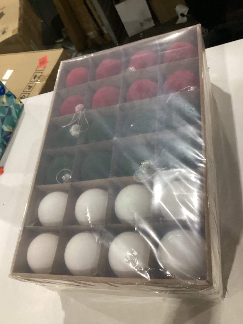 48 Pcs Velvet Christmas Balls Bulk 3.15 Inch Flocked Ball Ornaments Xmas Plastic Decorative Hanging Ornaments for Holiday Party Christmas Tree Decorations 