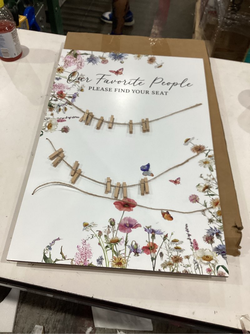 Condition photo showing Good Condition for pinkunn wildflower wedding seating chart with easel display stand 15.8 x 23.6 inch wooden rustic seating chart board please find your seat sign for baby & bride shower wedding sign decor spring floral