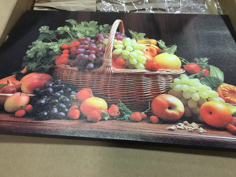 Condition photo showing Good Condition for CXHOSTENT Kitchen Canvas Wall Art Fruit Picture Various Fresh Fruits Vegetable Painting Prints for Kitchen Restaurant Dining Room Decor Framed (Fruit-2, 16.00"x24.00") Fruit-2 16"L x 24"W