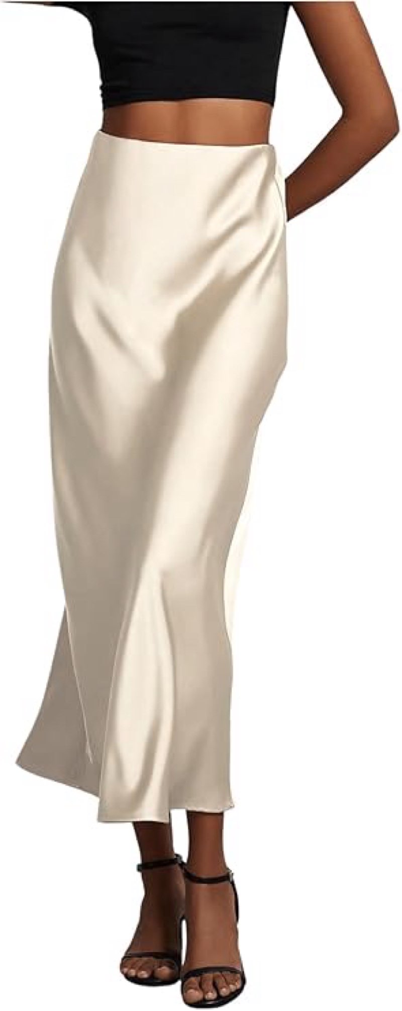 shenhe women's satin maxi skirts – high-waisted, a-line, long skirts – elegant office wear (size m)