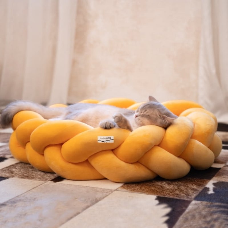 cheerpals weave cat bed for indoor cats,cute pet bed with washable cushion fluffy kitty bed for smal