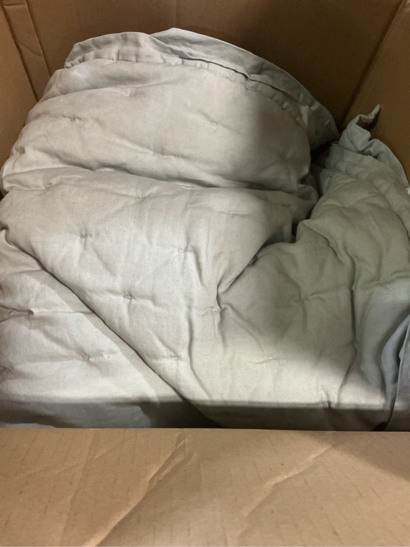 Condition photo showing As Is for european linen dream quilt, full/queen, mist