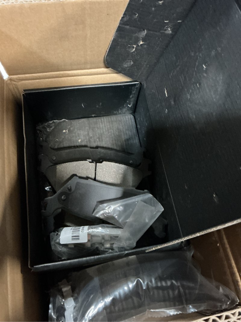 Condition photo showing As Is for replacement for front and rear brake pads ceramic ford expeditio 2018/2019, ford f-150 2015/2016/2017/2018/2019/2020, lincoln navigator 2018/2019/2020/2021 (d2087 d1790) d2087-d1790