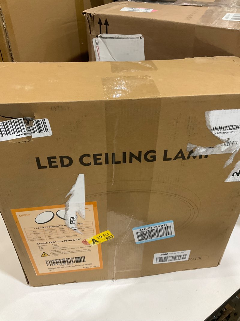 Condition photo showing As Is for 6PK Dimmable 15.8 Inch Led Ceiling Light Flush Mount, 34W, 3060LM, 3000K/3500K/4000K/5000K/6500K CCT, 0.98" Super Slim Close to Ceiling Round Flat Panel Light for Hallway,Kitchen ect, Black Black dimmable-15.8 inch-6PK