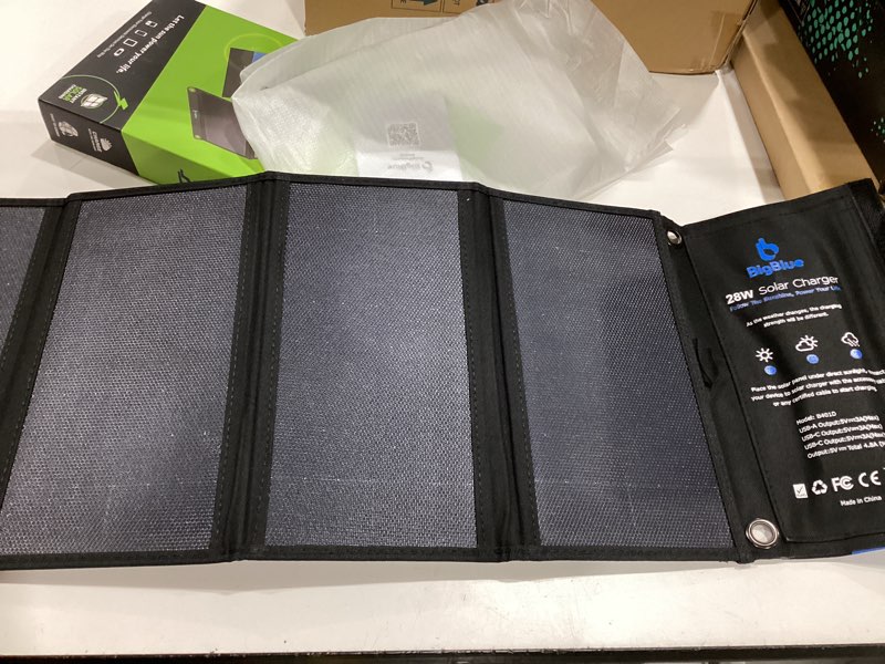 Condition photo showing Good Condition for bigblue 28w solar panel charger with dual usb-c and usb-a, portable solar phone charger for camping,