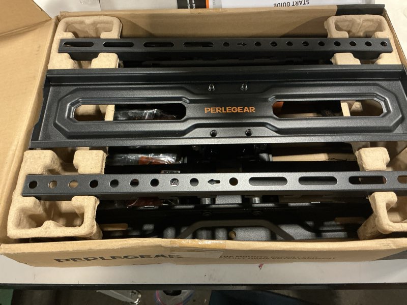 Condition photo showing New/Like New for perlegear full motion tv wall mount for 26-74 inch tvs, height adjustable tv mount, pre-assembled wall mount tv bracket with tool-free tilt, swivel, fits 16” studs, 99 lbs, max vesa 400x400mm, pgmf21 26-74 inch full motion tv wall mount