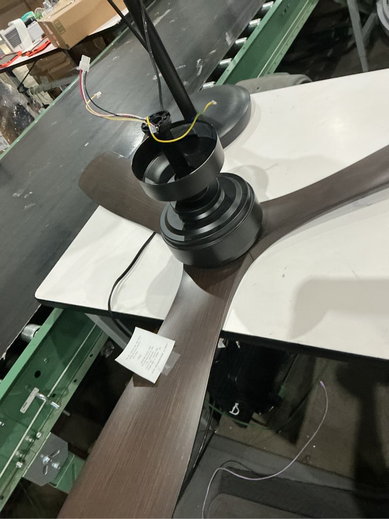 Condition photo showing As Is for altitude boca ii 52-in matte black with dark brown blades led covered outdoor smart ceilin