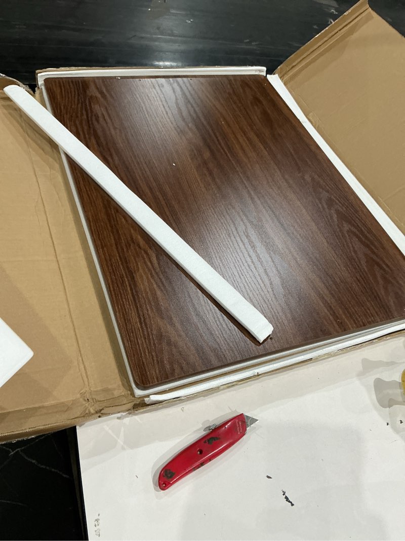Condition photo showing As Is for fusouboty board stove cover with handles, wood stove top covers for electric stove and gas burners, wooden decorative serving tray kitchen sink cover for counter space (walnut)
