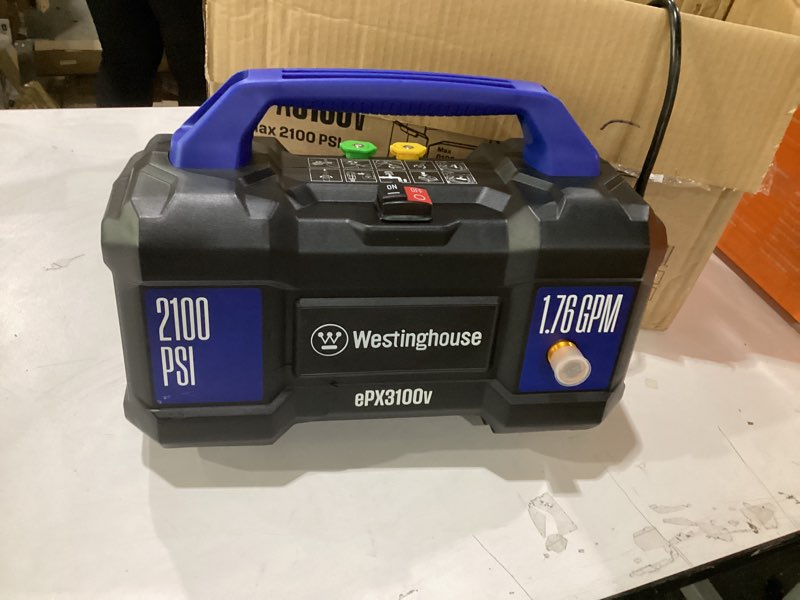 Condition photo showing Good Condition for Westinghouse ePX3100v Electric Pressure Washer, 2100 Max PSI 1.76 Max GPM, Built-in Carry Handle, Detachable Foam Cannon, Pro-Style Steel Wand, 3-Nozzle Set, for Cars/Fences/Driveways/Home/Patios 2100 Max PSI - Handheld