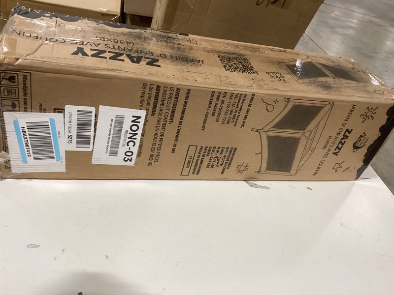 Condition photo showing New/Like New for dream on me zazzy portable playard with bassinet in black, lightweight packable and easy setup baby playard with mattress and travel bag
