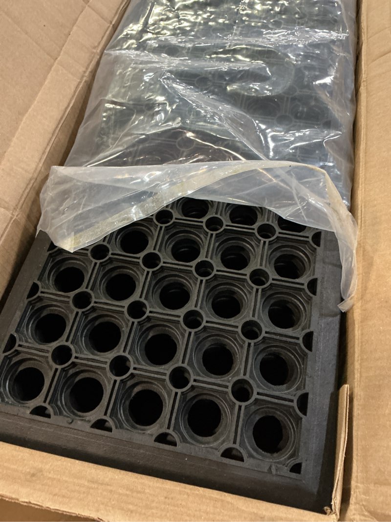 Condition photo showing Good Condition for ottomanson outdoor rubber stair treads – circles heavy-duty non slip stair mats – strong grip for concrete, brick & textured steps – extra securing on wooden & rv steps, pack of 5 black circles stair treads - 5 pack