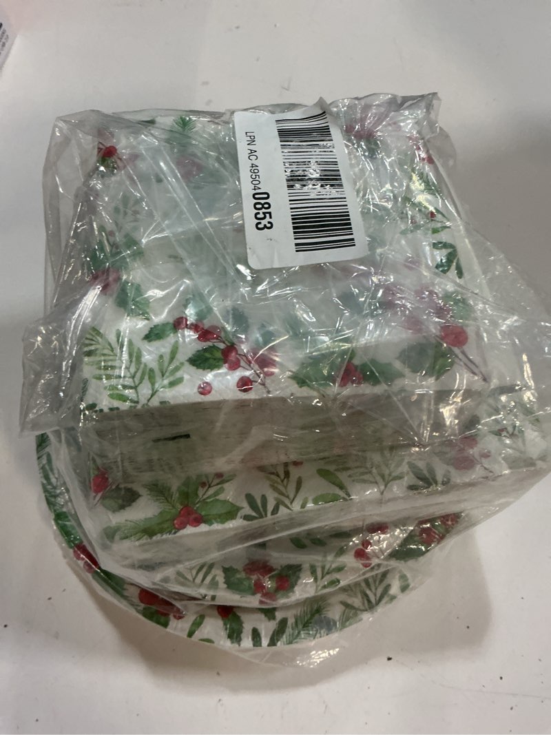 Condition photo showing Good Condition for christmas party supplies, serve 50, christmas seasonal holly tableware includes: paper dinner plates, dessert plates, luncheon napkins and beverage napkins, great for party decorations 9in christmas