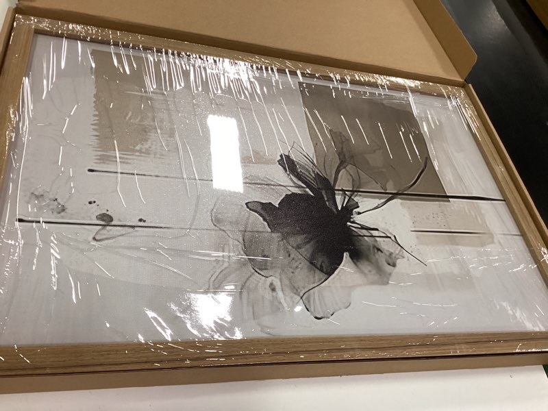 Condition photo showing Good Condition for 2Pcs Framed Black and White Flower Abstract Wall Art Modern Neutral Canvas Prints Posters Pictures Gallery Wall Decor Living Room Bedroom Office Apartment 16X24 Inch Ready to Hang Black and White Flowers 16"L x 24"W