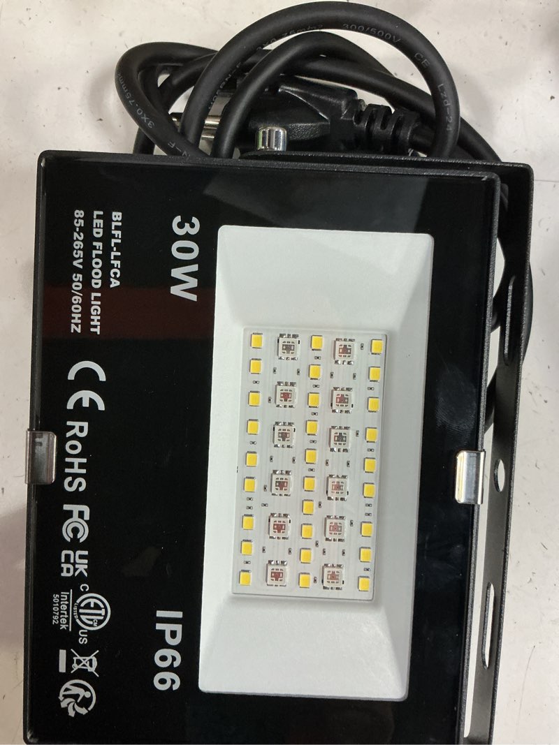 Condition photo showing Good Condition for led flood light outdoor, 30w equivalent 3000lm smart rgb landscape lighting with app control, diy scenes - timing - 5700k daylight white -color changing uplight, ip66 waterproof us plug melpo(4 pack) 30w-4 pack