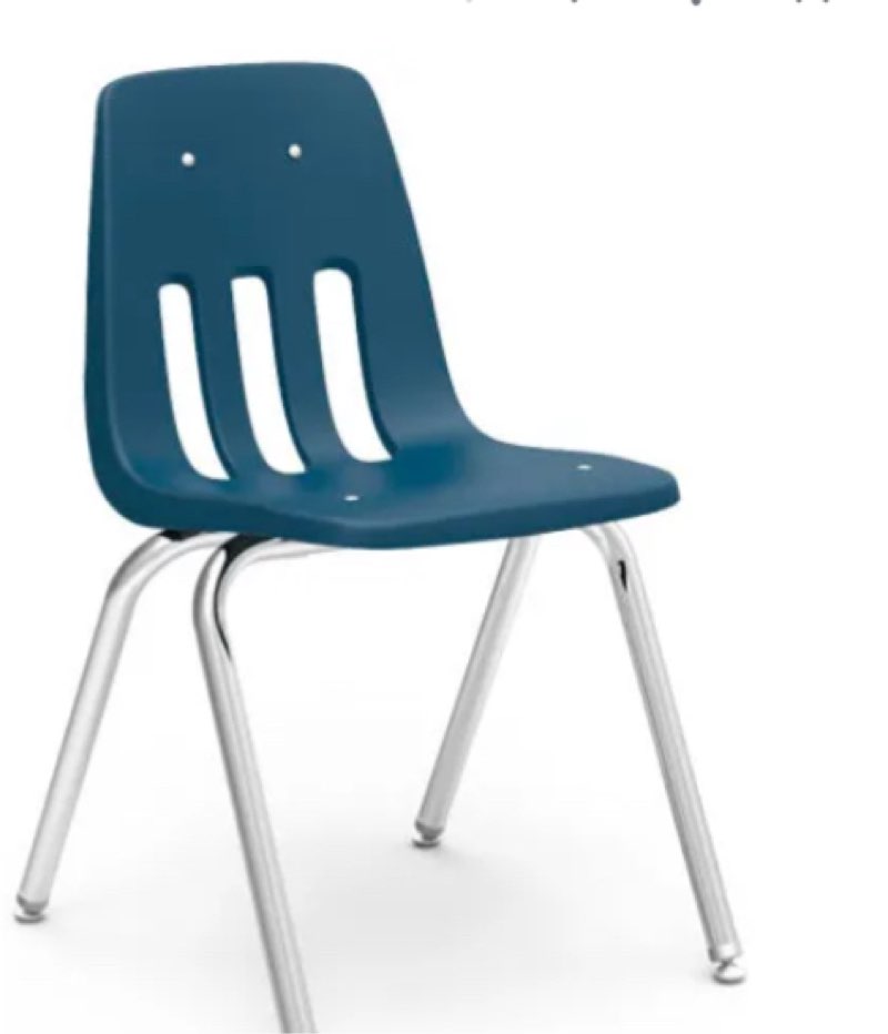 Classroom Chair Seat Color: Navy, Foot Type: Steel Glides, Seat Height: 16"