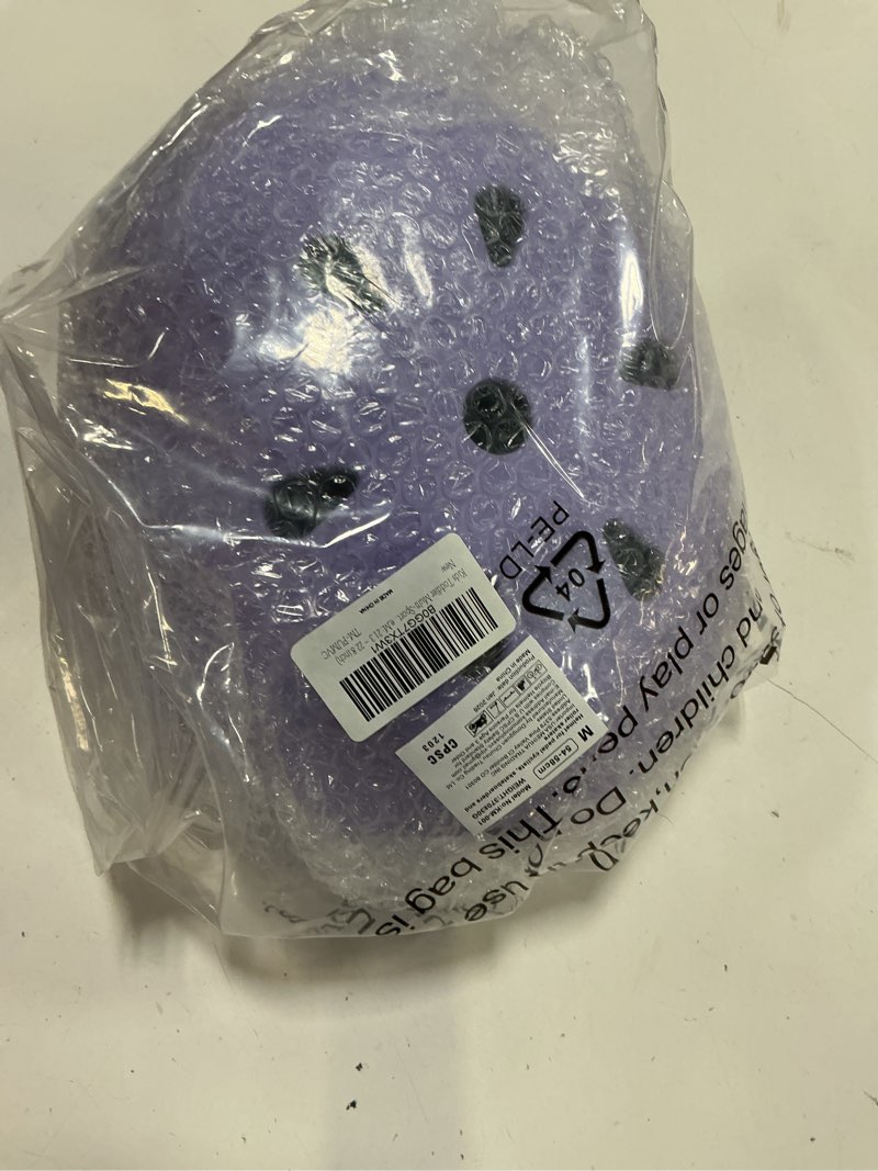Condition photo showing New/Like New for kids bike helmet, toddler helmet for youth boys girls ages 3-5/5-8/8-14 year old, adjustable fit & lightweight, multi-sport safety for skateboard skating bicycle scooter cycling purple m: 21.3 - 22.8 inch
