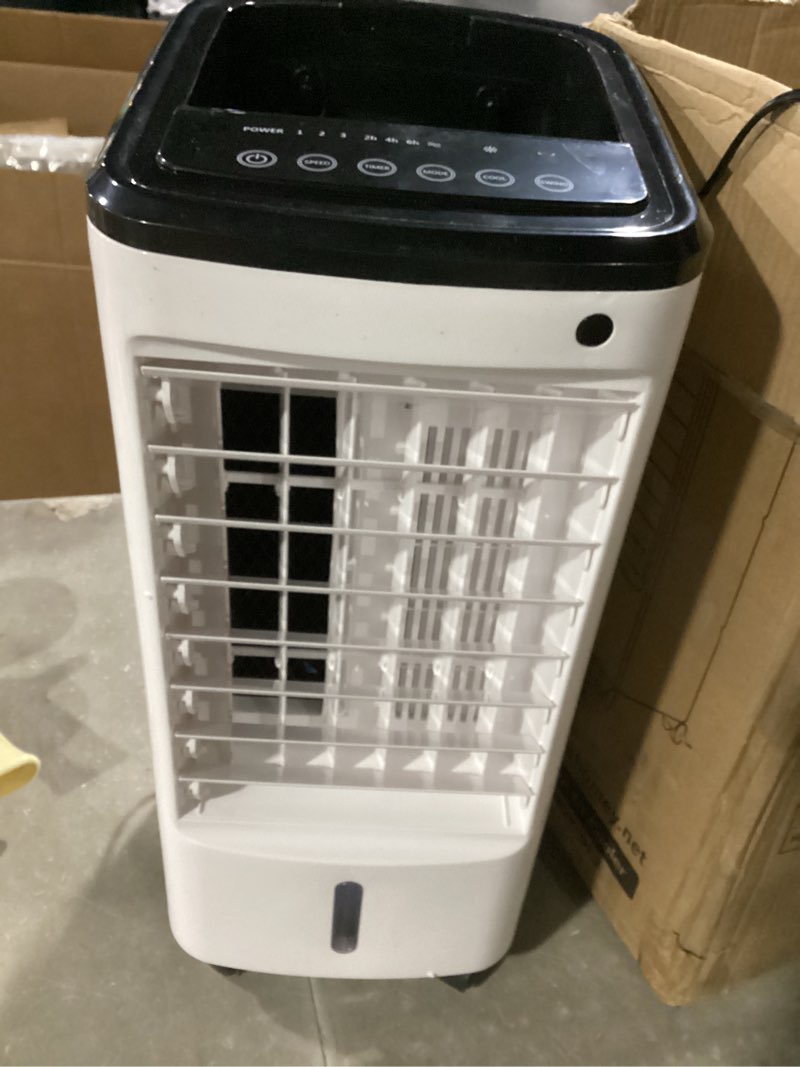 Condition photo showing Good Condition for windowless portable air conditioner with remote, flowbreeze ventless ac unit ductless air cooler, hoseless quiet evaporative oscillating swamp cooler, 6 ice box for bedroom indoor outdoor office room white