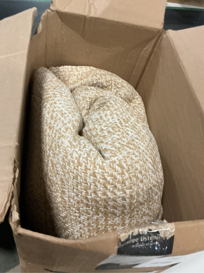 Condition photo showing As Is for collive boho rugs for living room 6x9 tan, washable large area rug braided woven cotton bedrom rug, modern floor carpet door rugs for nursery room office, outdoor rug for patio balcony courtyard decor tan/cream 6' x 9' (rectangular)