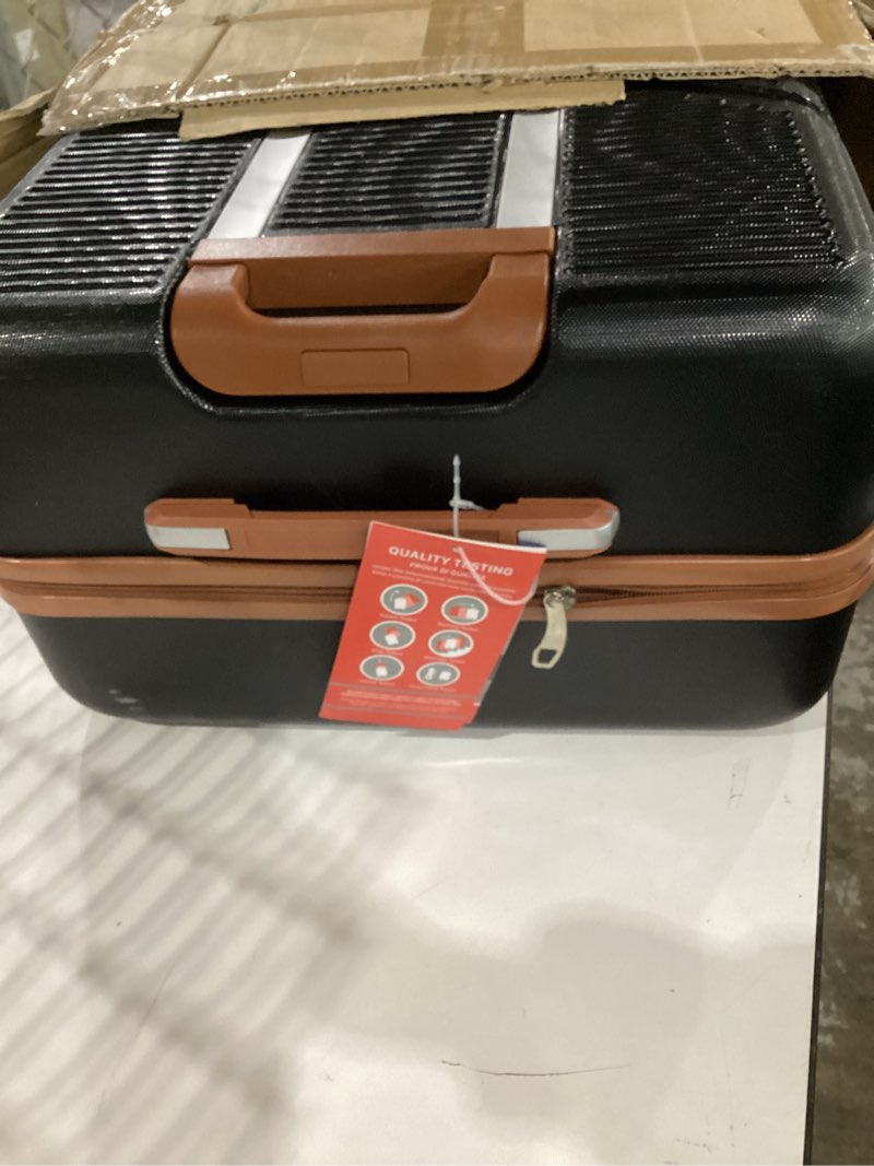 Condition photo showing As Is for Luggage Sets 5 Piece with ABS Hardshell, Hardside Suitcase Set with Spinner Wheels Tsa Lock, Lightweight Hard Case Waterproof Travel Suitcases with Wheels for Women Men, Black Black 5 Piece Sets (20/24/28/DB/TB)