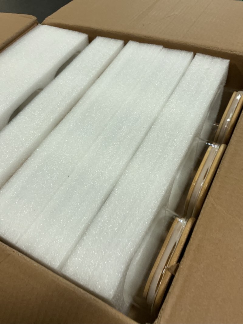 Condition photo showing Good Condition for glass storage jars 6 pack -50oz (10cmx20cm)clear glass food storage containers with airtight bamboo lid stackable kitchen canisters for candy,cookie,rice,sugar,flour,pasta,nuts and spice jars(square) square-50oz-6pack