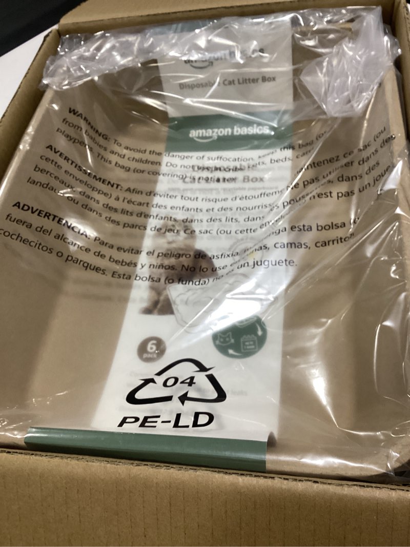 amazon basics disposable cat litter box, travel & home, large 14.4"x18.1", 6-pack