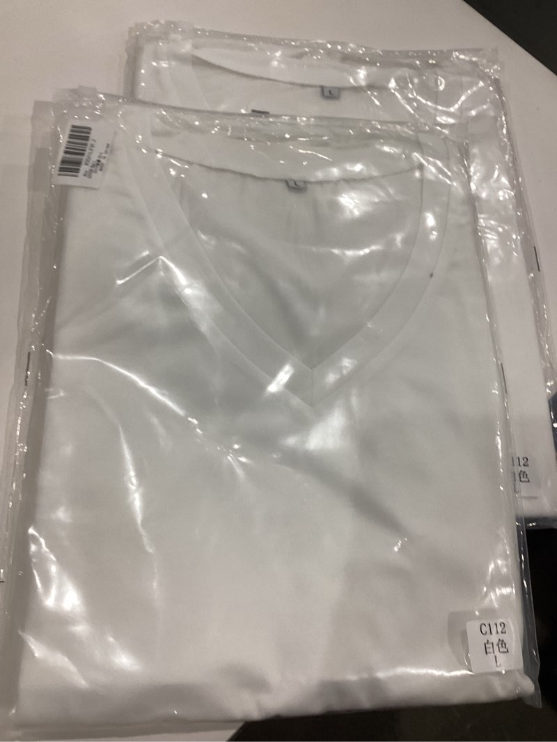Condition photo showing Good Condition for Basic T Shirt for Women Casual V Neck Short Sleeve Tee Shirts Solid Loose Summer Tops Large White