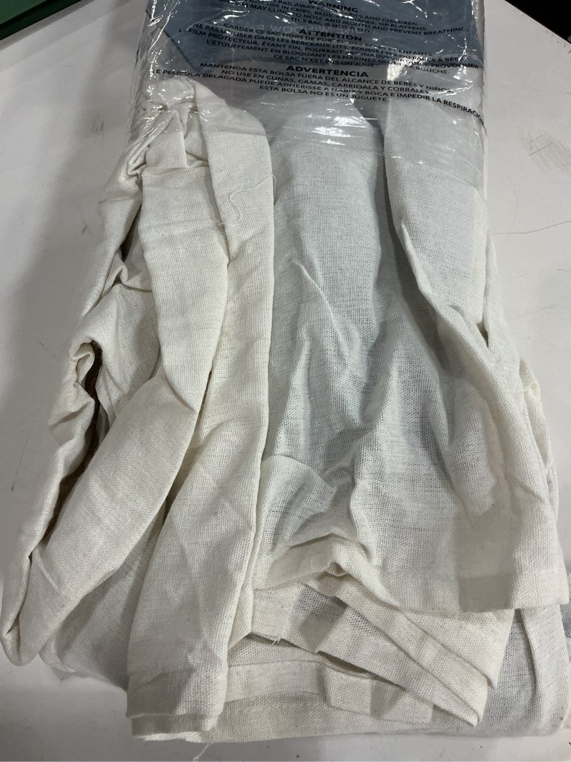 Condition photo showing As Is for lush decor linen button window curtain panel, single, 40" w x 84" l, off-white - country curtains - rustic decor - color block modern farmhouse curtains for living room, bedroom & dining room off-white 40"w x 84"l (pack of 1) 100% blackout