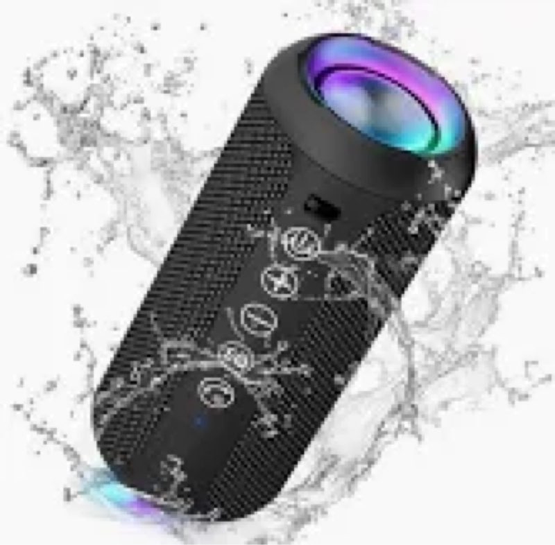 ortizan portable bluetooth speaker: ipx7 waterproof, 24w loud sound, deep bass, bluetooth 5.3, led lights, wireless stereo pairing, 30h playtime, for home/outdoor/party/beach, birthday gift (black)