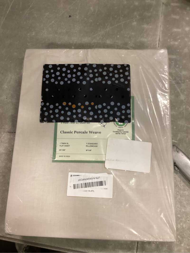 Condition photo showing New/Like New for lane linen 100% organic cotton twin xl sheets set, 3-piece pure organic cotton percale sheets, cotton bedsheets, ultra soft bedding sheets, breathable, fits mattress upto 15" deep - natural twin xl 29: natural