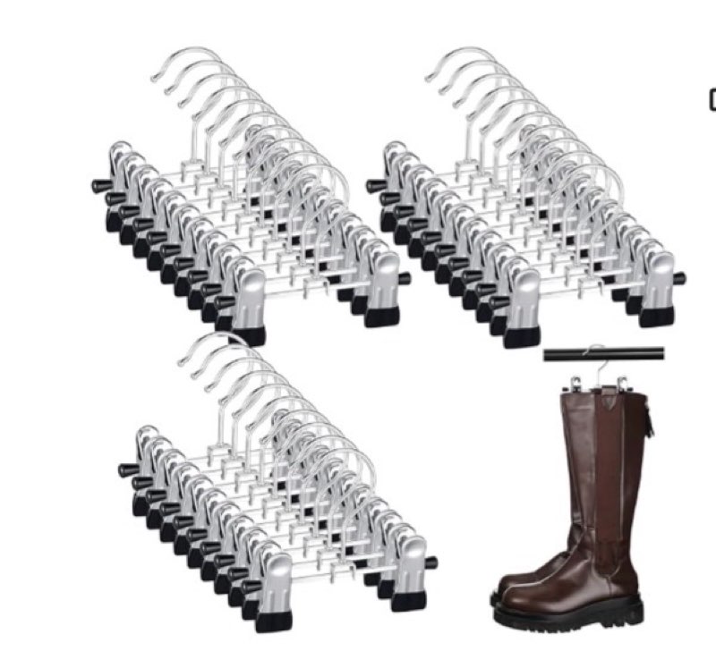 30 PCS Steel Boot Hangers with 2 Adjustable Clips Multifunctional Hangers Travel Portable Hanging Cl