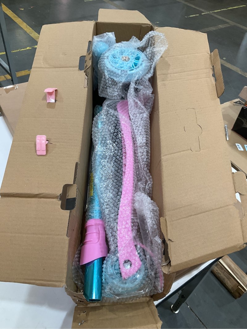 Condition photo showing Good Condition for 3 wheel scooter for kids ages 6-12,kids scooter with light up wheels, sturdy deck design, and 4 height adjustable suitable for kid ages 3-12 pink