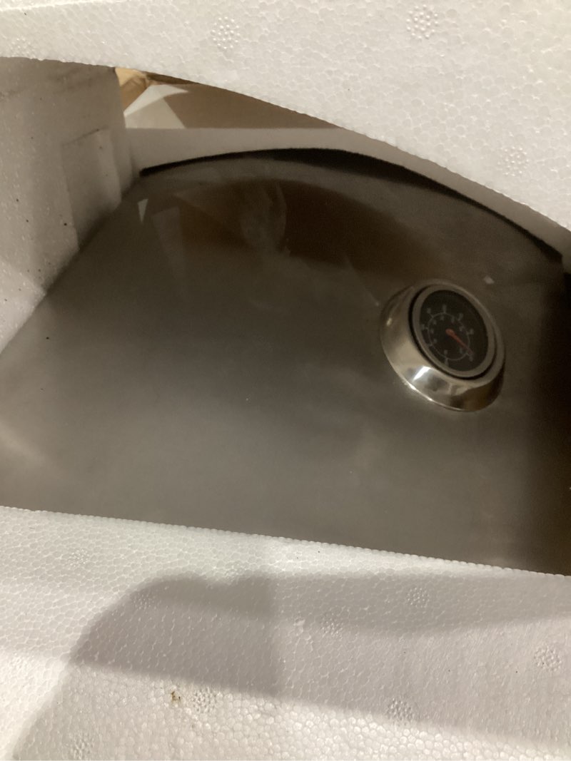 Condition photo showing As Is for Masterbuilt Portable Propane Gas Grill with Folding Legs, Chrome-Coated Warming Rack and 288 Cooking Square Inches in Stainless Steel, Model MB20030819 New Version Propane Grill