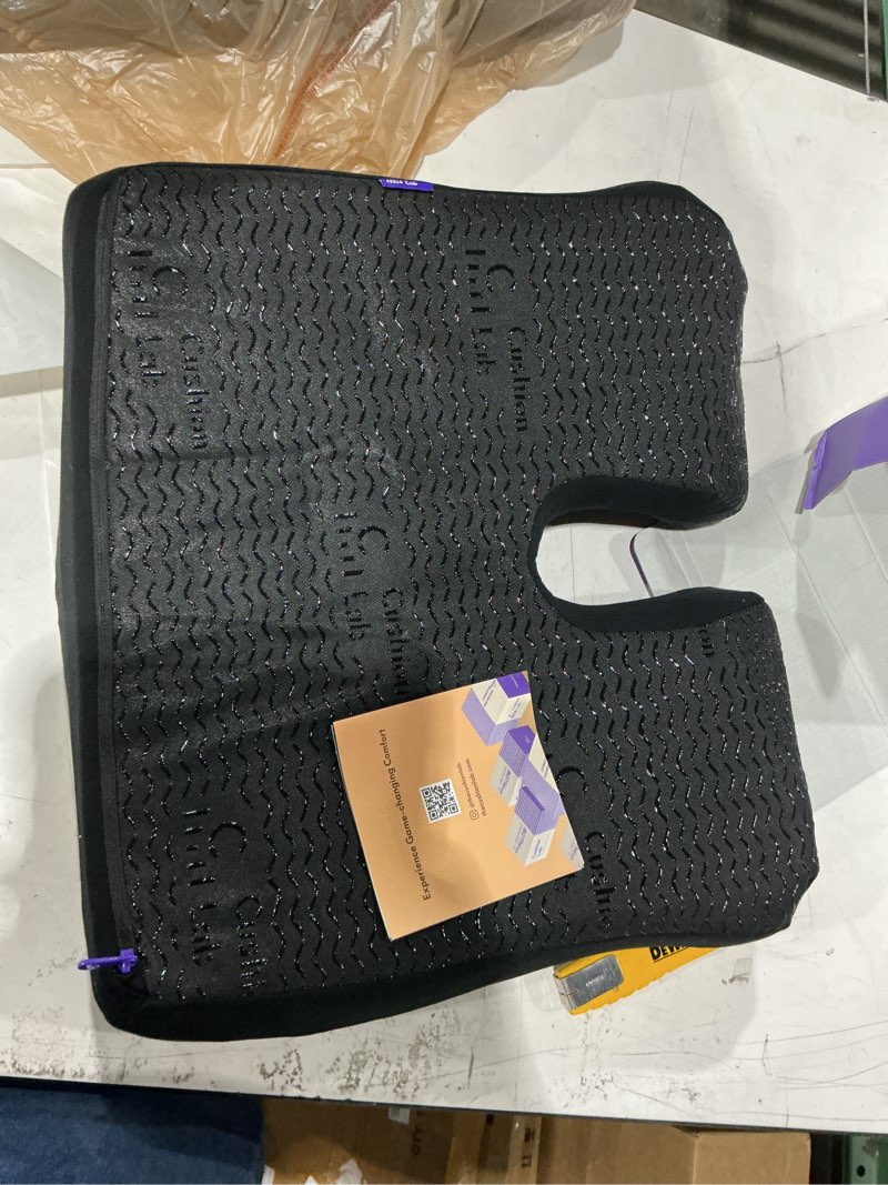 Condition photo showing Good Condition for cushion lab patented pressure relief seat cushion for long sitting hours on office & home chair - extra-dense memory foam for soft support. car pad for hip, tailbone, coccyx, sciatica - black