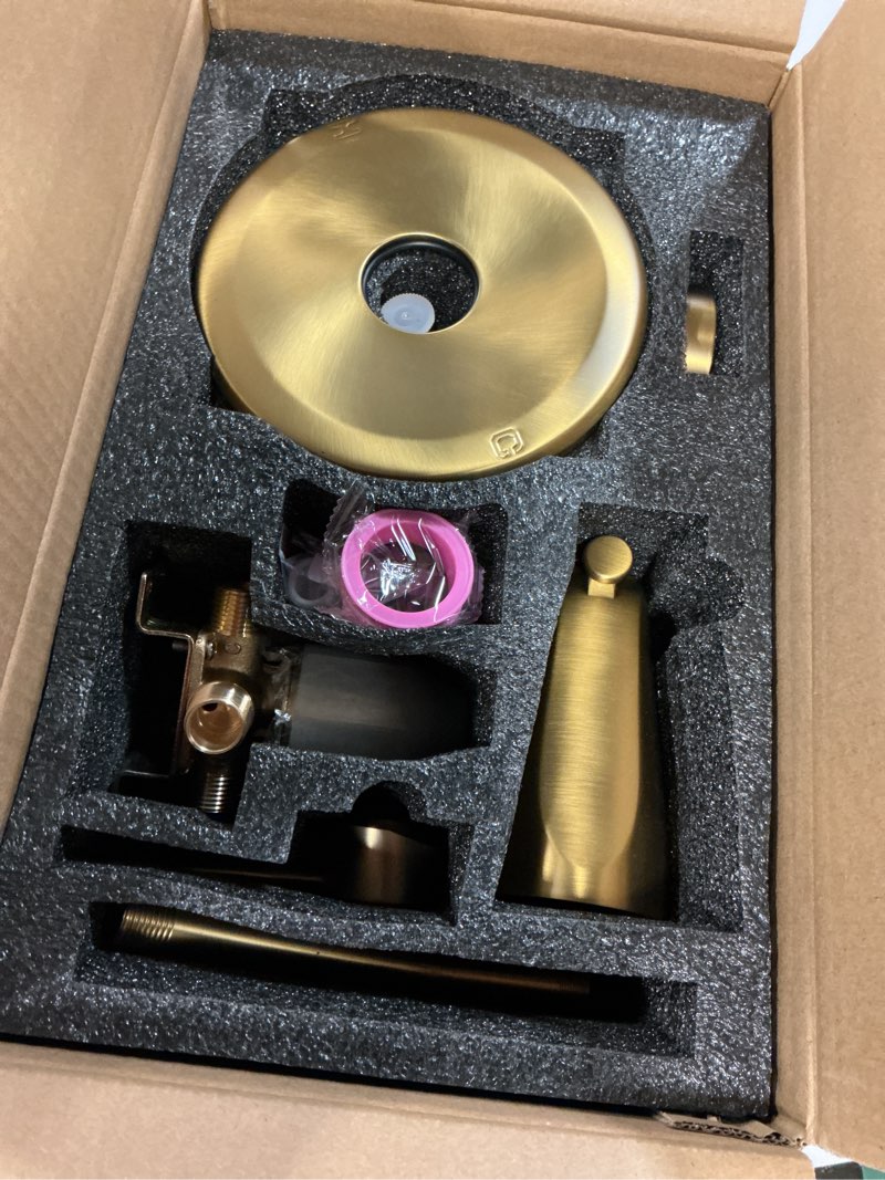 Condition photo showing Good Condition for tub shower faucet set (valve included) with 6-inch rain shower head and tub spout single-handle tub and shower trim kit brushed gold brushed gold - tub 6" classic