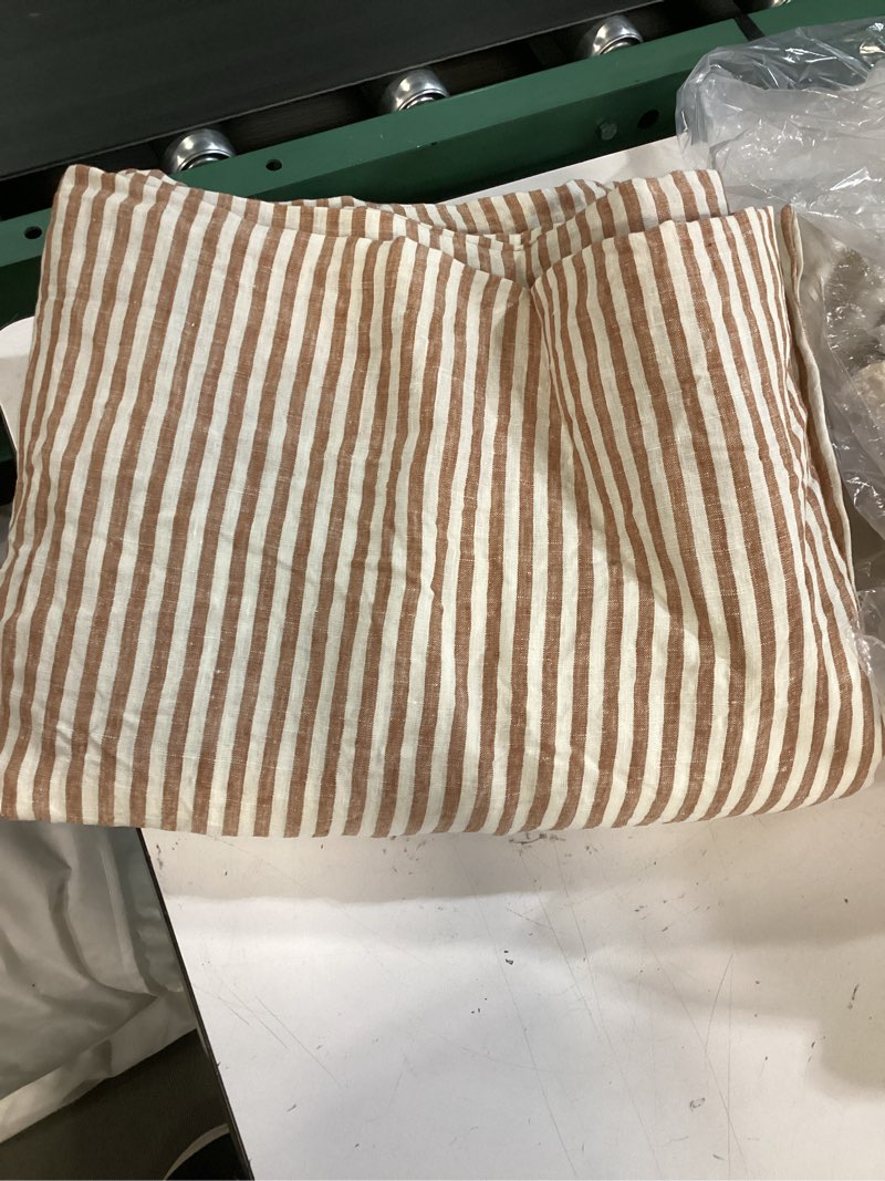 Condition photo showing Good Condition for quince european linen stripe duvet cover king white stripe