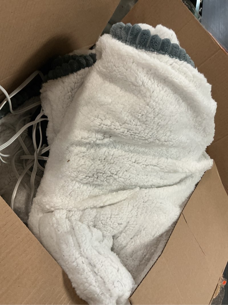 Condition photo showing As Is for Bedsure GentleSoft Electric Blanket King Size - Soft Ribbed Flannel Heated Blanket with Dual Control, Heating with 10 Heat Settings & 10 Time Settings, 8 hrs Timer Auto Shut Off (90x100 inches, Grey)