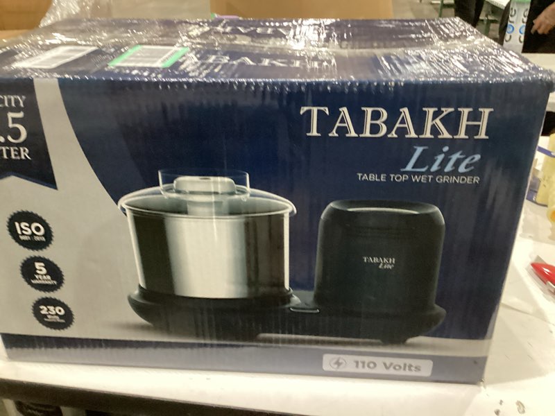 Condition photo showing New/Like New for Tabakh Lite 1.5-Liter Stone Wet Grinder with Coconut Scraper, 110V for USA & Canada