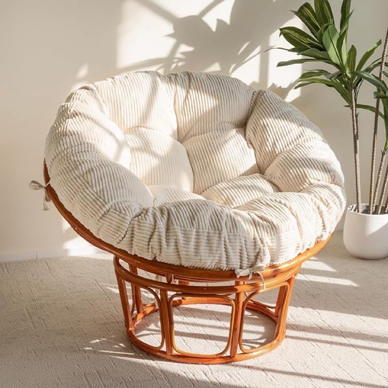 (Cushion only) HIGOGOGO Papasan Chair Cushion with Corduroy Cover (Without Chair), 48 x 48 Inch Supportive Cushion, Overstuffed Chair Cushion,Dark Blue