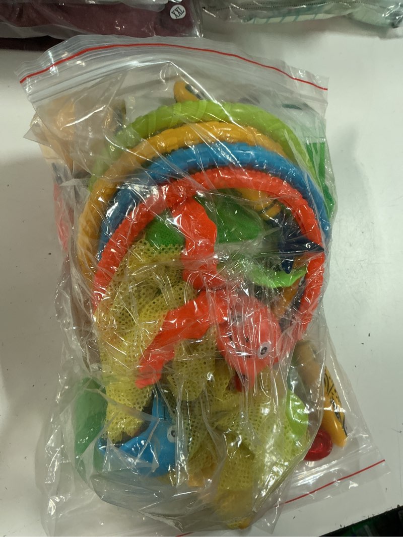 Condition photo showing New/Like New for yujun 35pcs pool diving swimming toys, summer underwater game toys with pool fishes dive sticks rings gems storage bag for kids swim birthday party favors